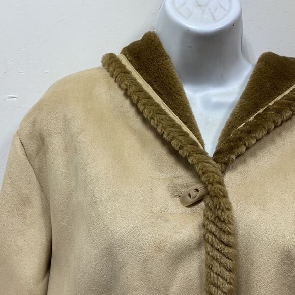 St. John's Bay Microsuede Faux Fur Lined Hooded Coat Large - Picture 4 of 8